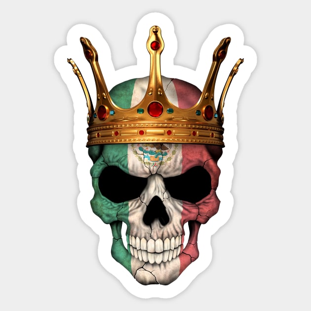 Mexican Flag Skull with Crown Sticker by jeffbartels